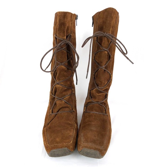 Elle Boots Brown Suede Hidden Wedge 36 - Picture 3 of 9